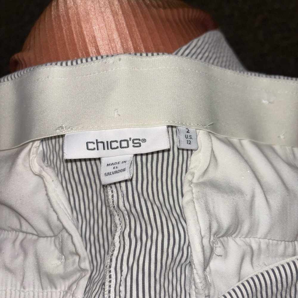 Chico's Navy and White Striped Pants Size 2 - Picture 3 of 3